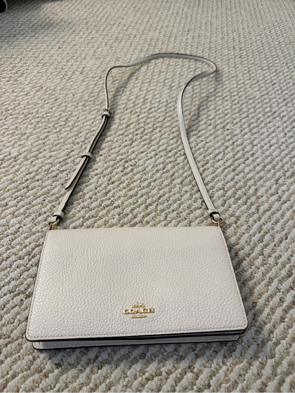 Coach Pebbled Leather Crossbody in white/ivory  with Gold Hardware